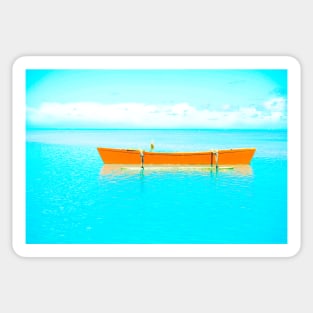 Orange outrigger in lagoon Sticker